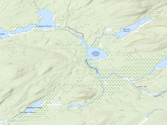 USGS topographic map of William C. Whitney Campsite #32 (William C. Whitney Wilderness)