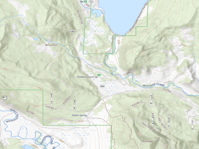 USGS topographic map of Williams Creek Campground 
