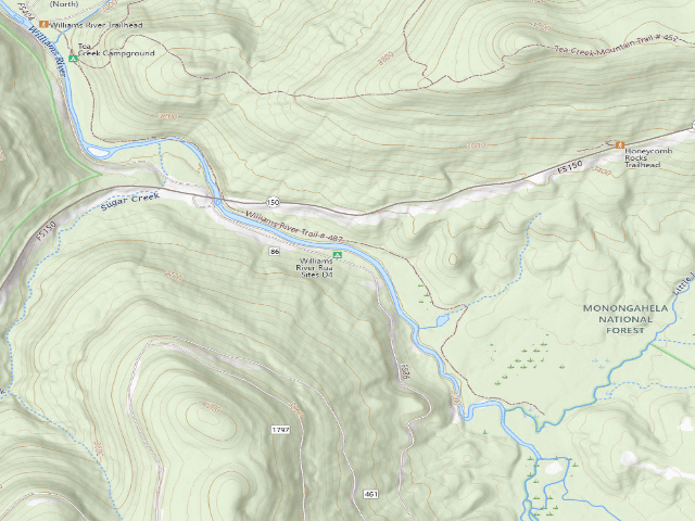 USGS topographic map of Williams River Rua Sites D4