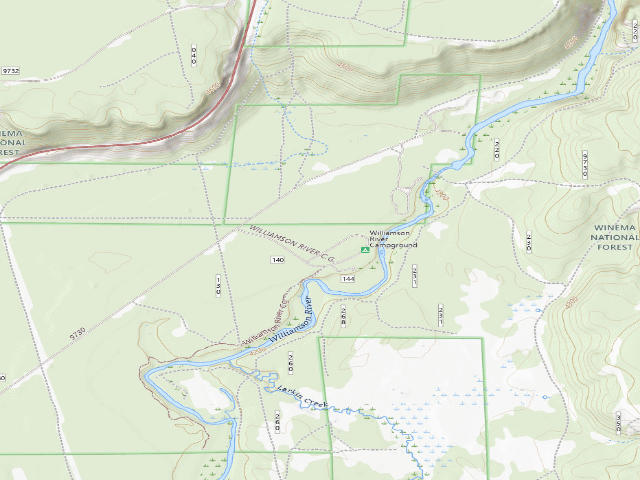 USGS topographic map of Williamson River Campground
