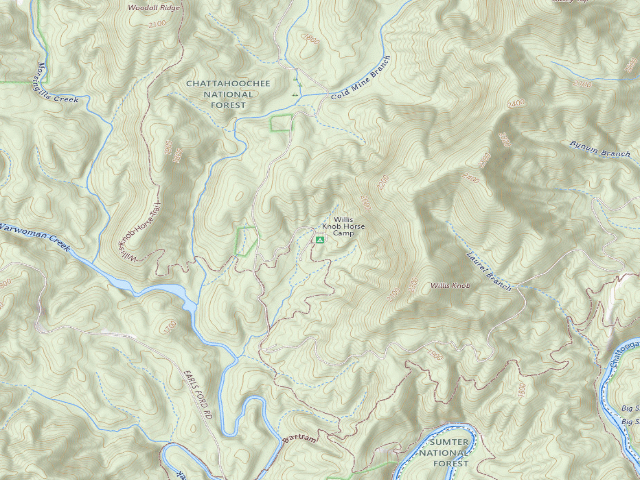 USGS topographic map of Willis Knob Horse Camp