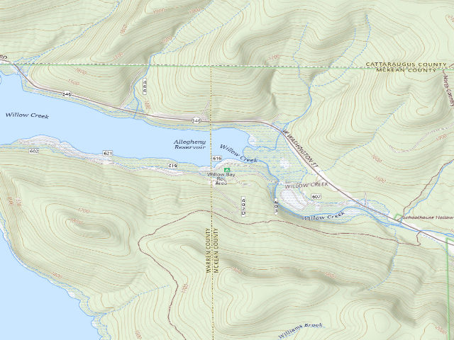 USGS topographic map of Willow Bay Rec Area