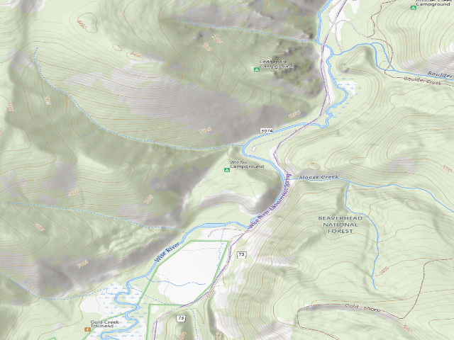 USGS topographic map of Willow Campground