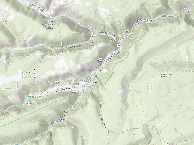 USGS topographic map of Willow Creek Campground