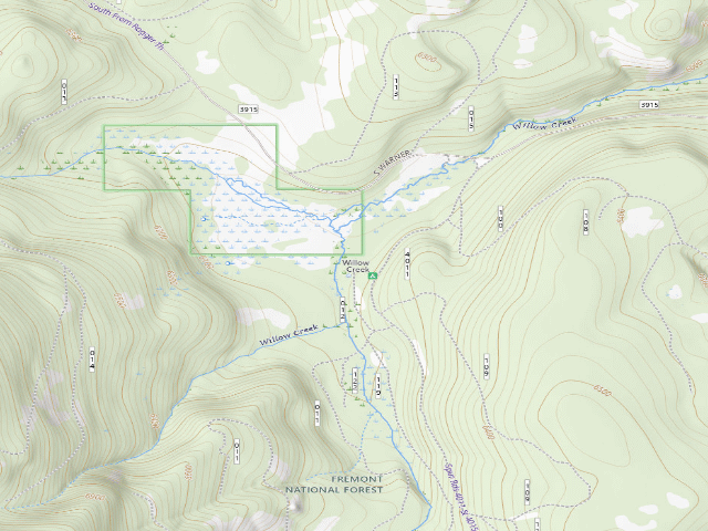 USGS topographic map of Willow Creek Campground