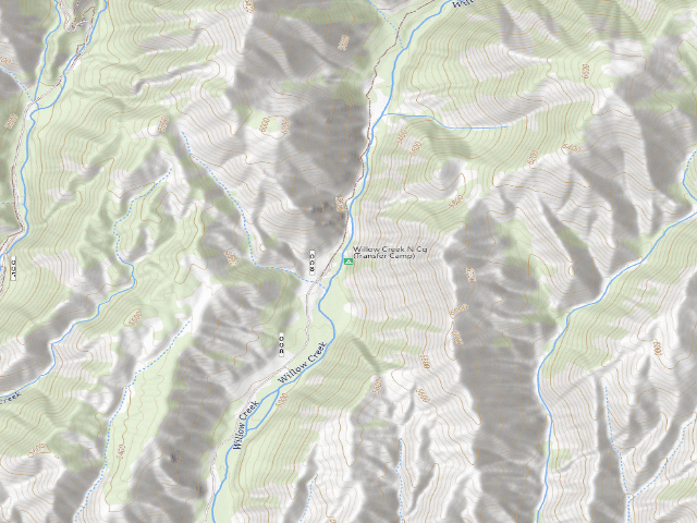USGS topographic map of Willow Creek North Cg (Transfer Camp)