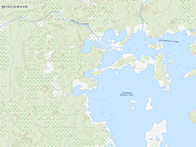 USGS topographic map of Willow Flowage Scenic Waters Area - Free First-Come Campsite #16