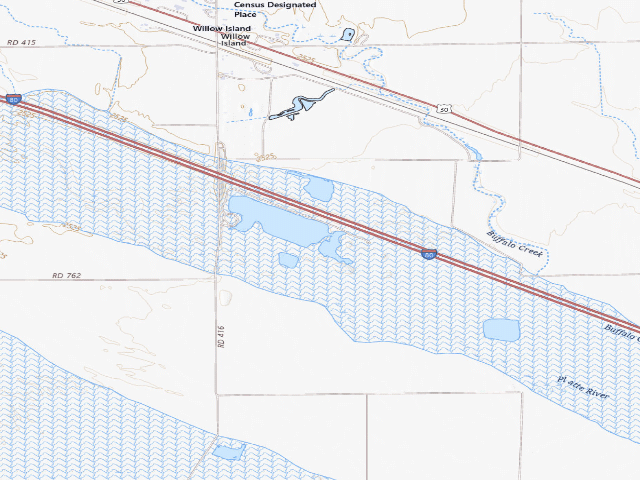 USGS topographic map of Willow Island WMA