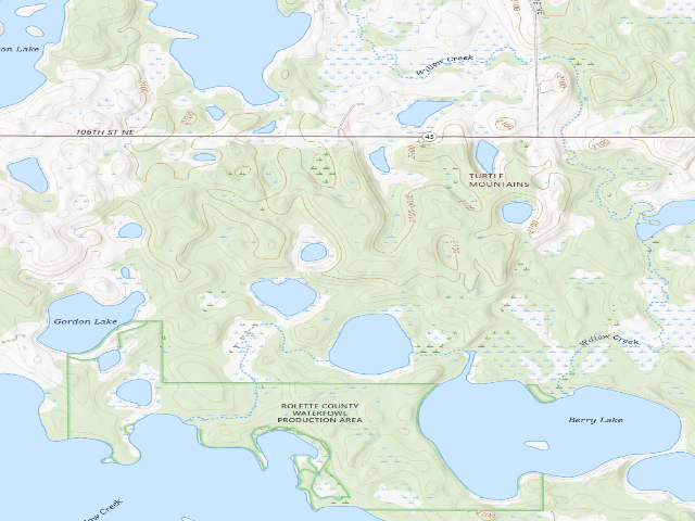 USGS topographic map of Willow Lake WMA (Rolette County)