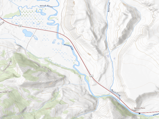 USGS topographic map of Wind River-Dunoir PAA Campground
