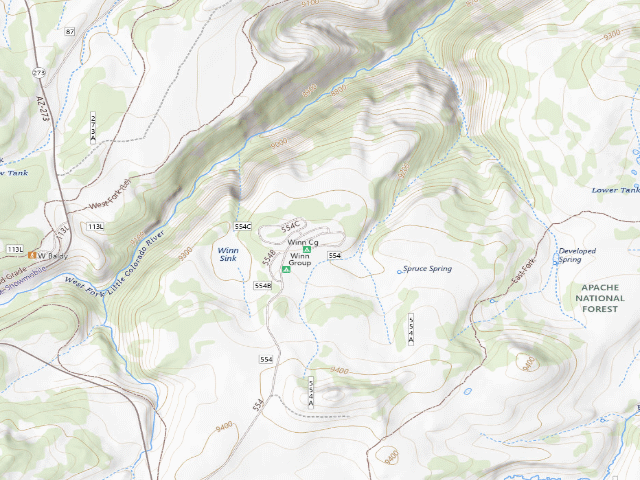 USGS topographic map of Winn Campground