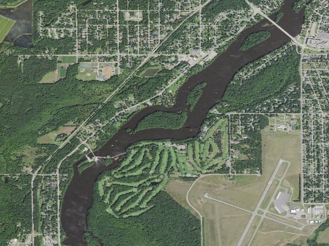 Aerial image of Wisconsin River Islands In Wisconsin Rapids 