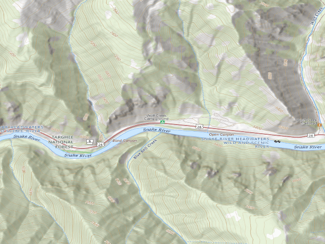 USGS topographic map of Wolf Creek Campground