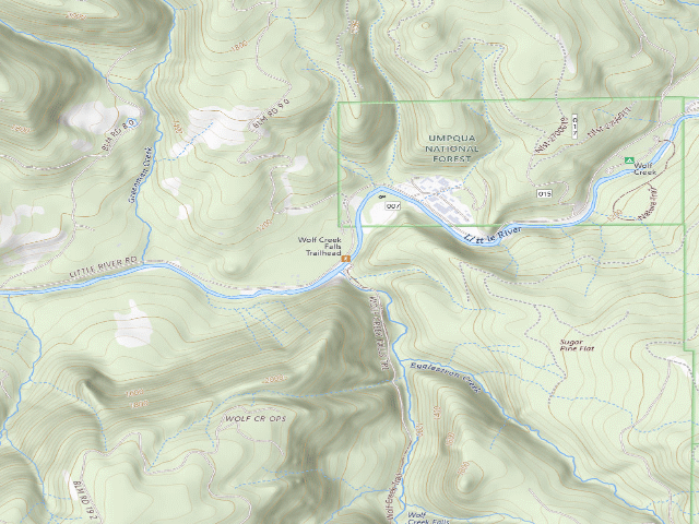 USGS topographic map of Wolf Creek Recreation Area