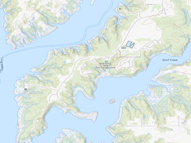 USGS topographic map of Wolf Creek State Park - Walk-in Tent Camping
