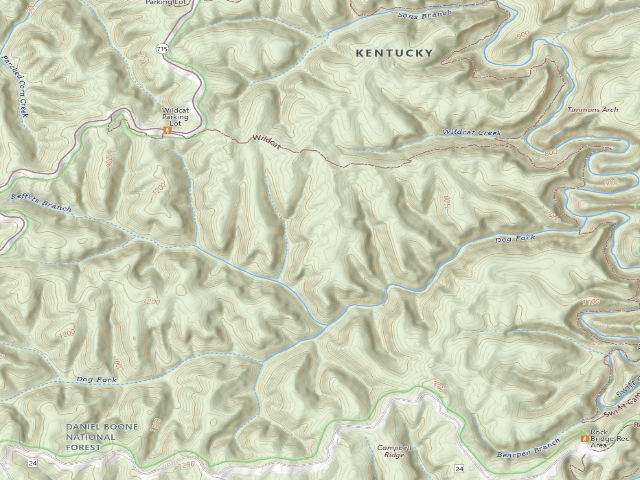 USGS topographic map of Wolfe County Dispersed Rec. Sites