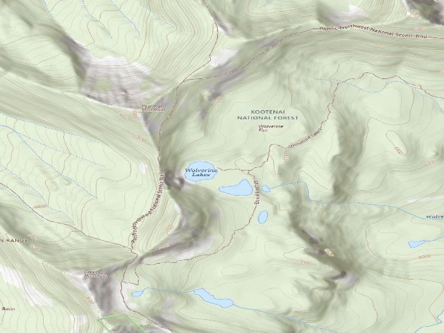 USGS topographic map of Wolverine Lakes Dispersed Site 19
