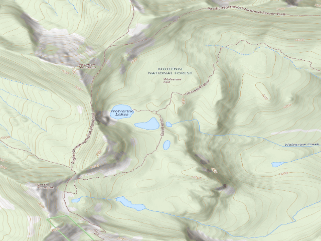USGS topographic map of Wolverine Lakes Dispersed Site 9