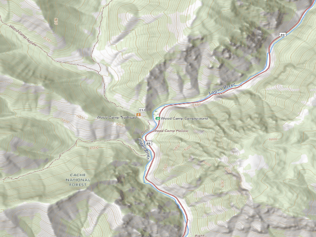 USGS topographic map of Wood Camp Campground