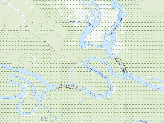 USGS topographic map of Woodbury WMA primitive campsite