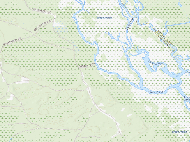 USGS topographic map of Woodbury WMA primitive campsite