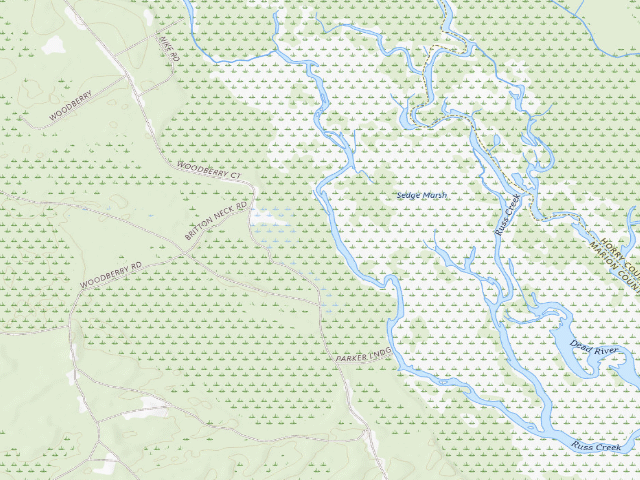 USGS topographic map of Woodbury WMA primitive campsite