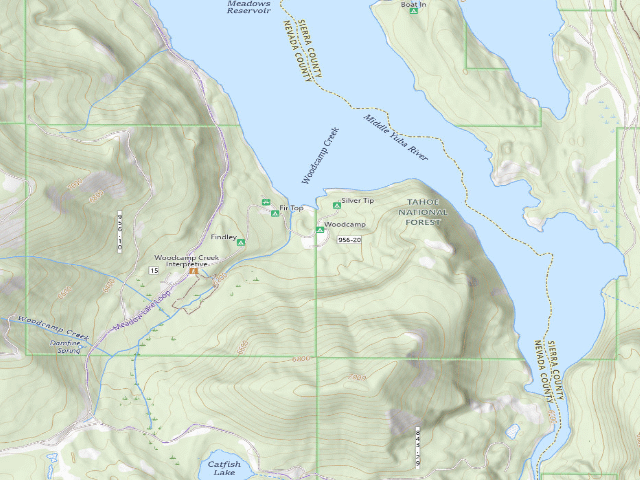 USGS topographic map of Woodcamp Campground