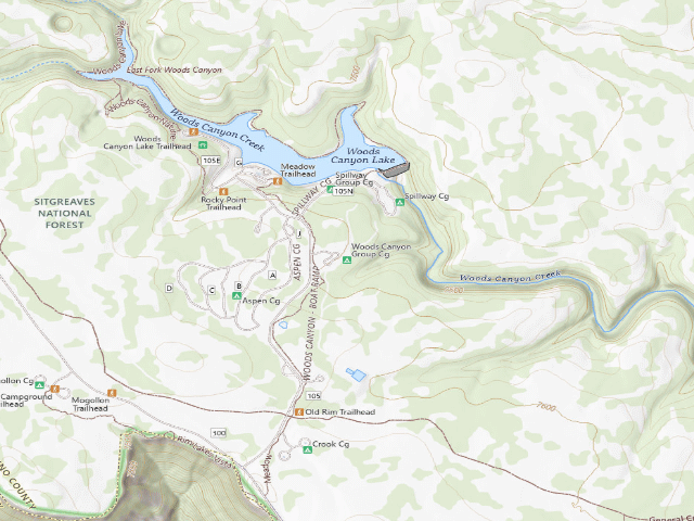 USGS topographic map of Woods Canyon Group Cg