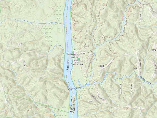 USGS topographic map of Woods Ferry Campground