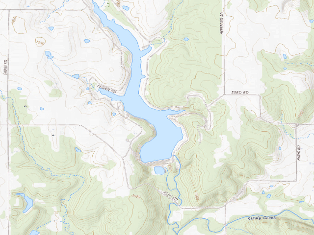 USGS topographic map of Woodson State Fishing Lake