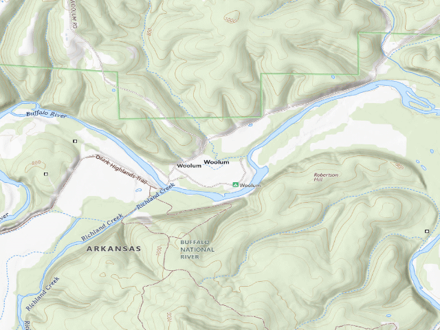 USGS topographic map of Woolum (Buffalo National River, Middle District)