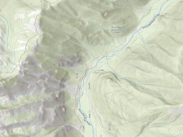 USGS topographic map of Wounded Buck Creek Dispersed Camp