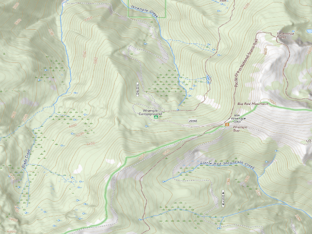 USGS topographic map of Wrangle Campground