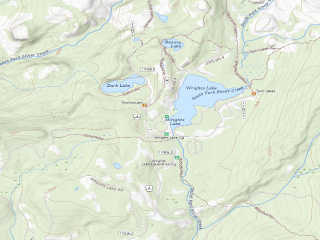 USGS topographic map of Wrights Lake Campground