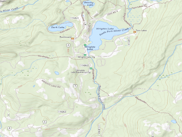 USGS topographic map of Wrights Lake Equestrian Cg