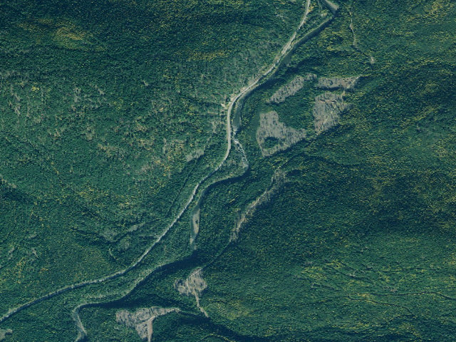 Aerial image of Yaak Falls Campground