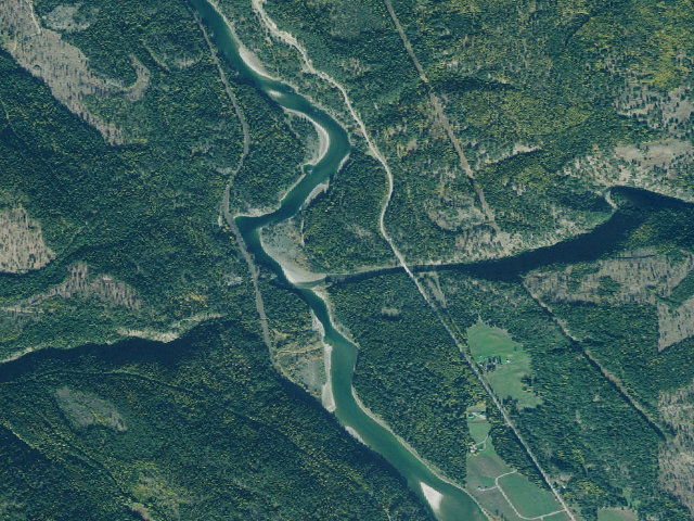 Aerial image of Yaak River Campground