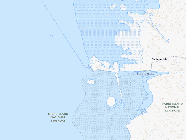 USGS topographic map of Yarborough Pass (Padre Island National Seashore)