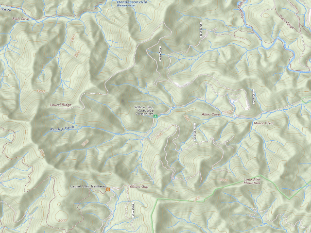 USGS topographic map of Yellow Gap Roadside Campsites