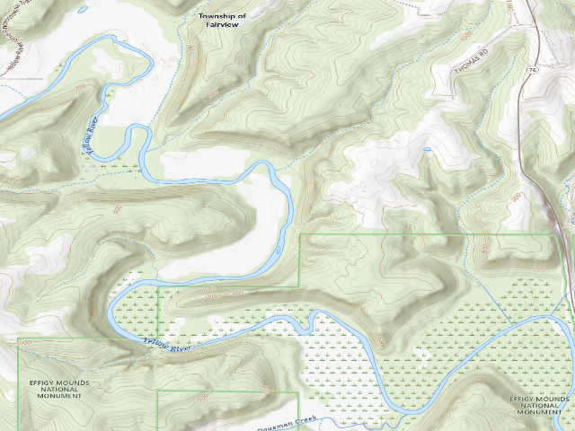 USGS topographic map of Yellow River State Forest - Prairie Canoe Campsite