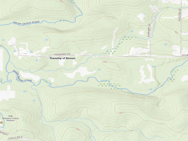 USGS topographic map of Yourman WMA primitive camp #1