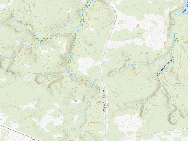 USGS topographic map of Yuchi WMA Primitive Campground #1