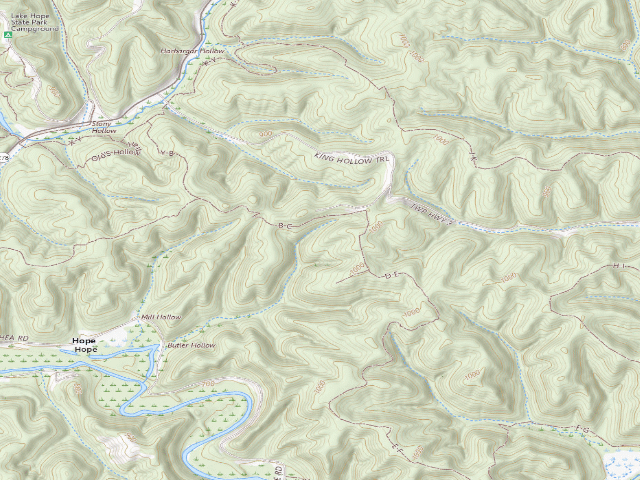 USGS topographic map of Zaleski State Forest Backpack Trail - Camp 1