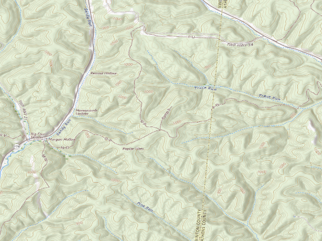 USGS topographic map of Zaleski State Forest Backpack Trail - Camp 3