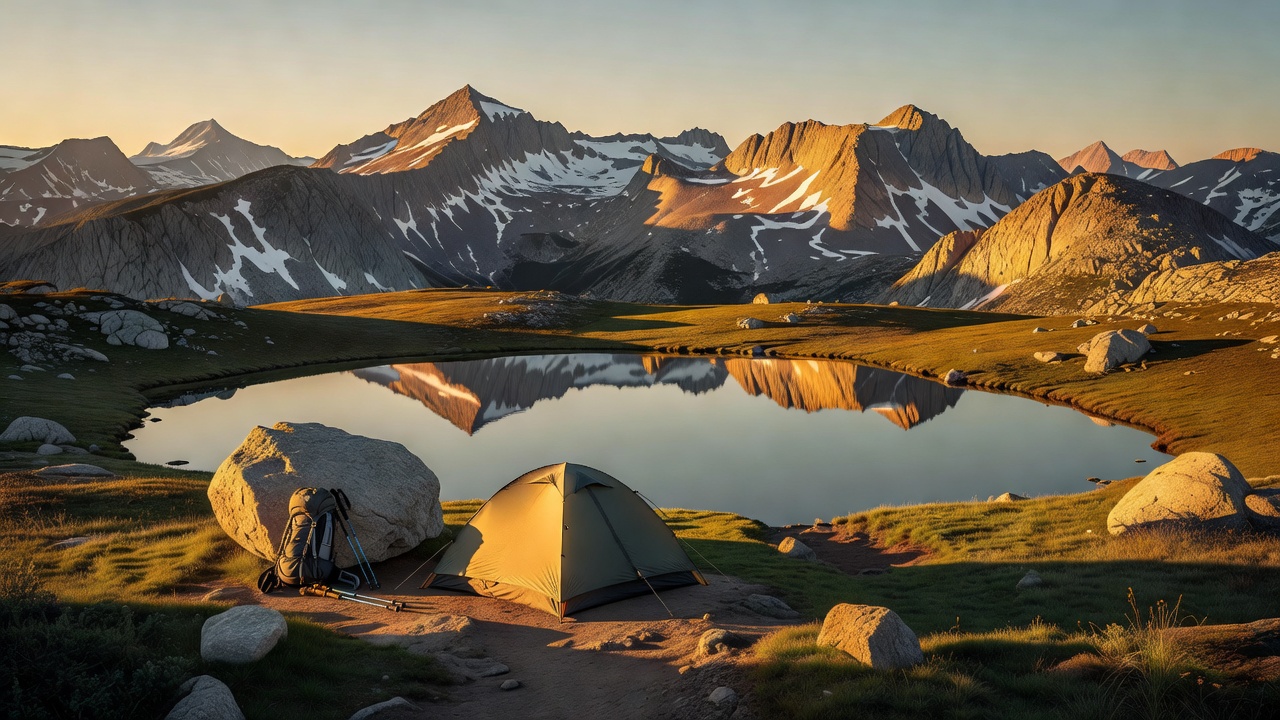 An imagined scene representing Backcountry camping