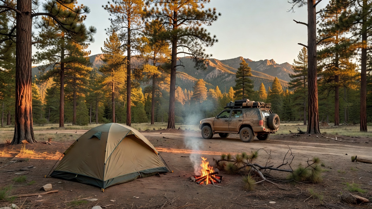 An imagined scene representing Dispersed camping