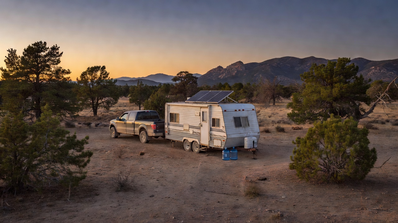 An imagined scene representing Dry camping