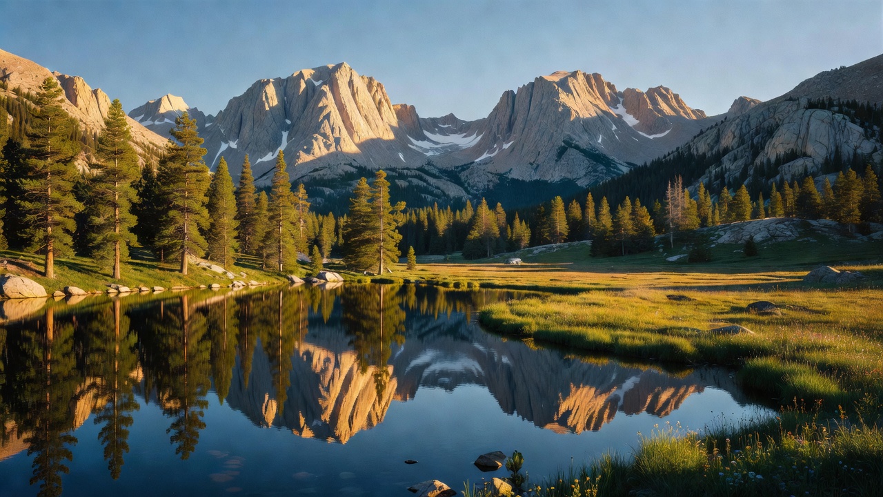 An imagined scene of Bighorn National Forest