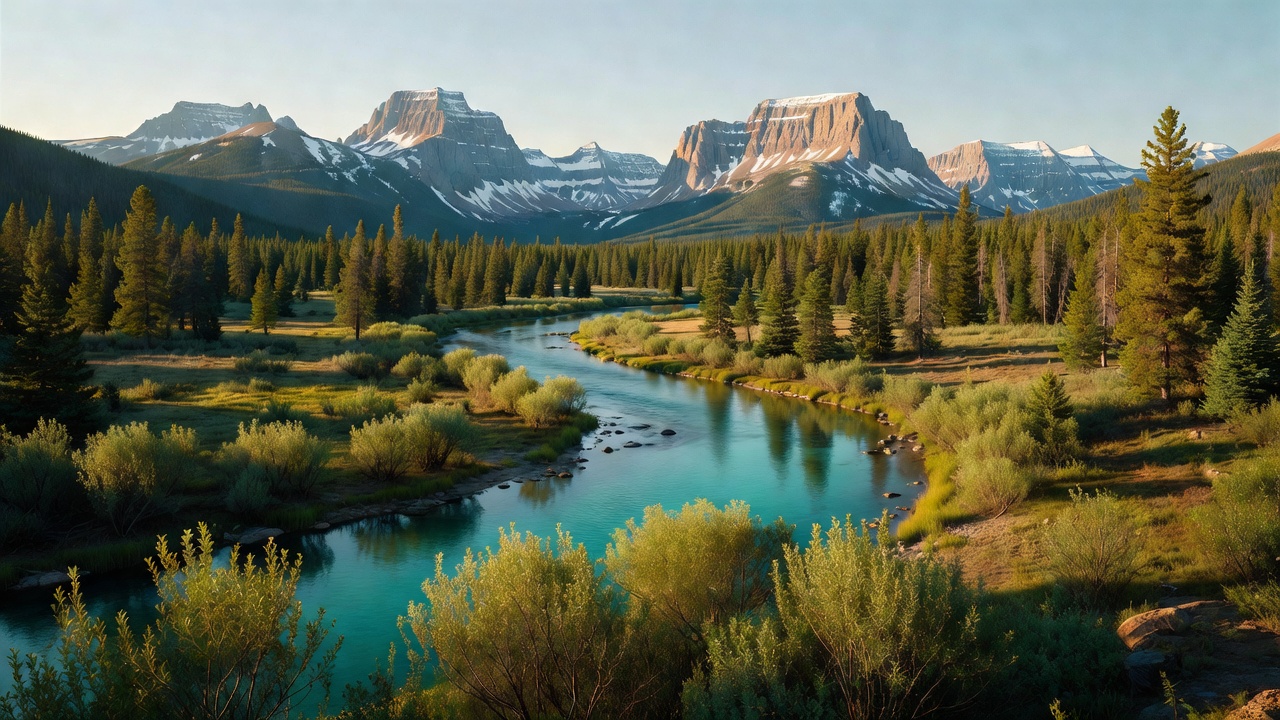 An imagined scene of Flathead National Forest