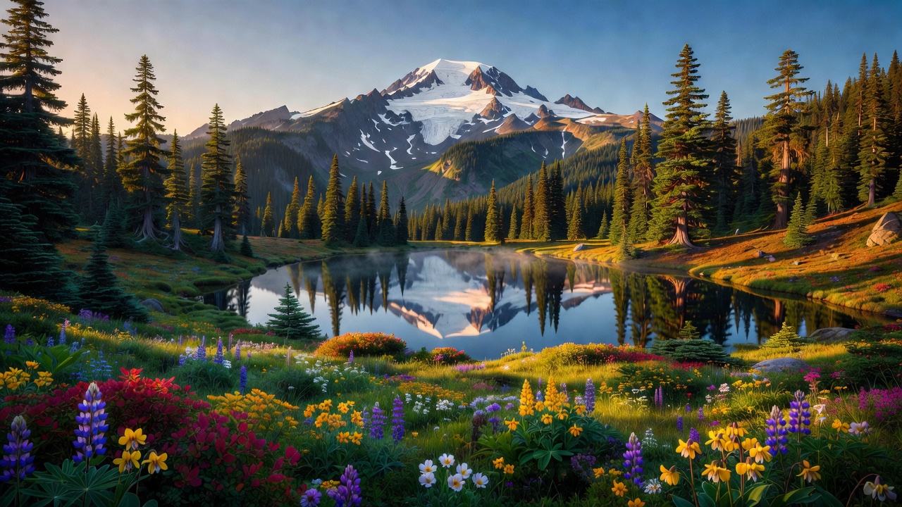 An imagined scene of Gifford Pinchot National Forest